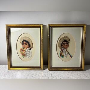 Pair of vintage 70s Mexicana petit point needlework artwork